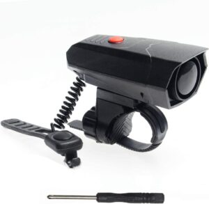 bike horn, ultra loud electric bicycle bell 6 modes, cycling handlebar ring alarm bells with free screwdriver for kid's bike, road bike, mountain bike(100 120 db) (black)