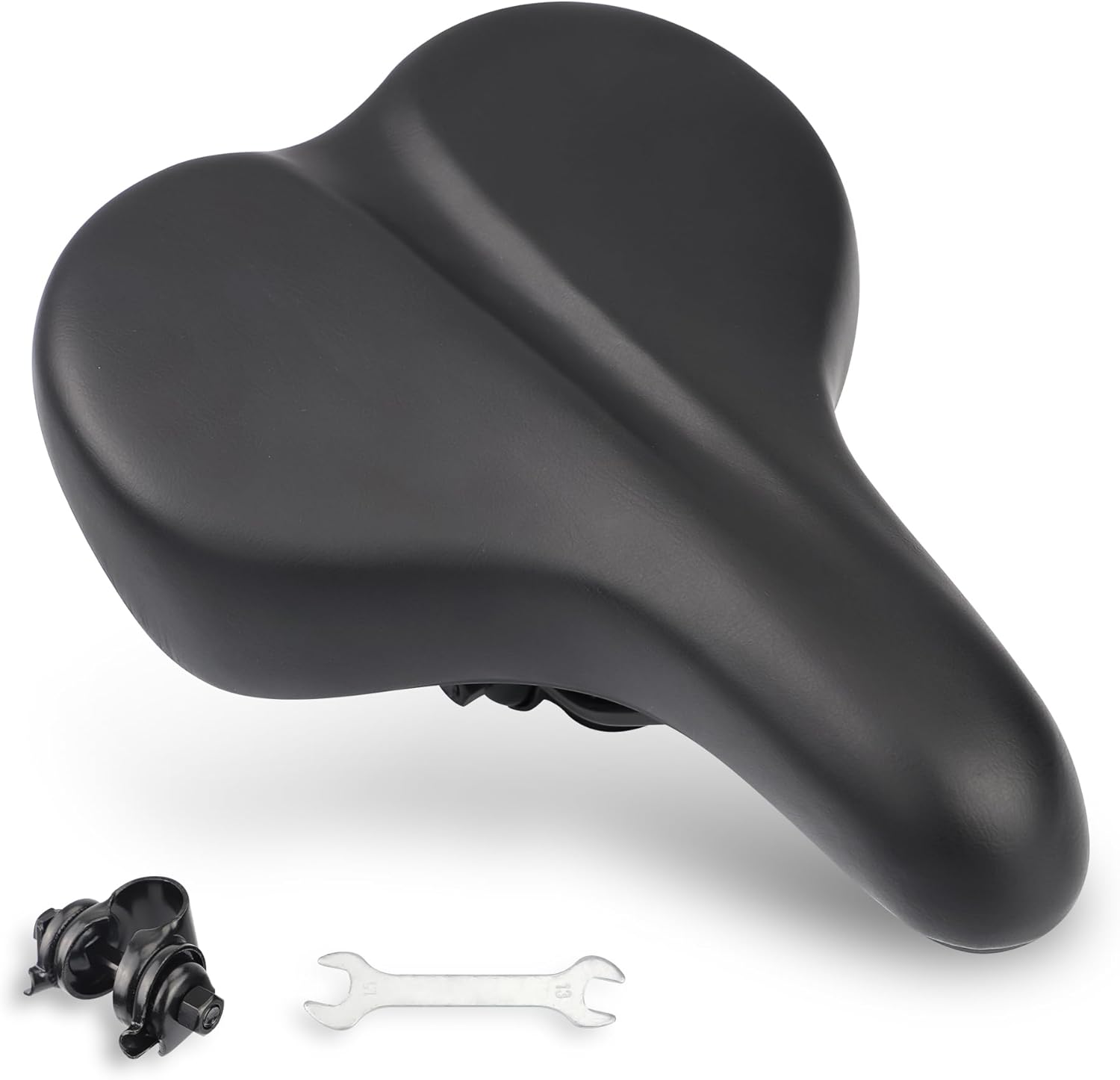 comfortable bike saddle – ergonomic design with waterproof pu leather, universal fit for cruiser, e bike, mountain & commuter bikes | adjustable clamp & 1.6" thick foam for ultimate comfort ,black comfortable bike saddle – ergonomic design with waterproof pu leather, universal fit for cruiser, e bike, mountain & commuter bikes | adjustable clamp & 1.6" thick foam for ultimate comfort ,black