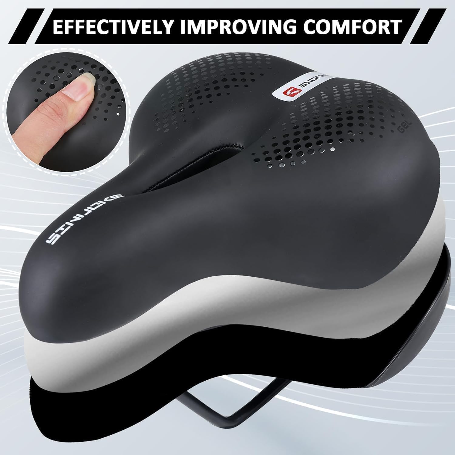bike seat for men & women, comfortable gel & foam bicycle saddle with ergonomic 5 zone support, shock absorbing, waterproof wide design, fits road, mountain & exercise bikes bike seat for men & women, comfortable gel & foam bicycle saddle with ergonomic 5 zone support, shock absorbing, waterproof wide design, fits road, mountain & exercise bikes