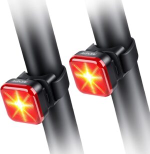 onvian bike tail light 2 pack, usb rechargeable led bicycle safety cycling rear light, ip64 waterproof rear bike light with 5 modes for road mountain visible up to 1600ft bike lights for night riding