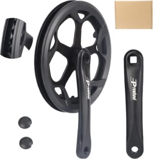 prowheel bike crankset 46t/48t/52t 170mm universal square crankset set double chain cover 170mm crank aluminium alloy arm for single/1/6/7/8 speeds city bike,fat bike,e bike,folding bike
