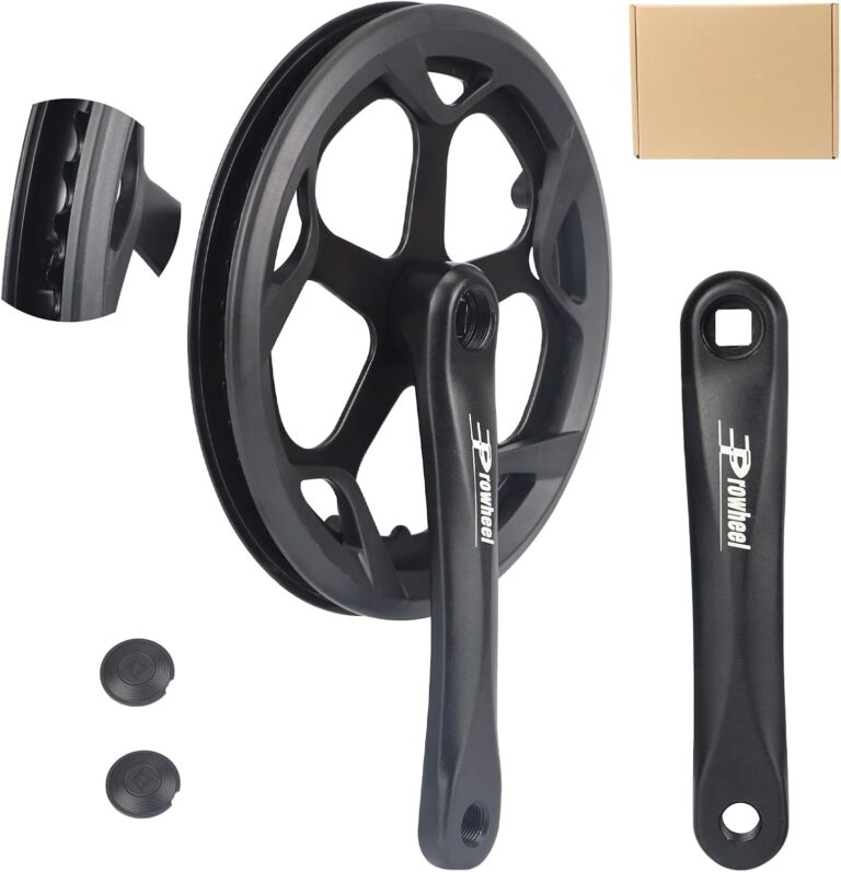 prowheel bike crankset 46t/48t/52t 170mm universal square crankset set double chain cover 170mm crank aluminium alloy arm for single/1/6/7/8 speeds city bike,fat bike,e bike,folding bike