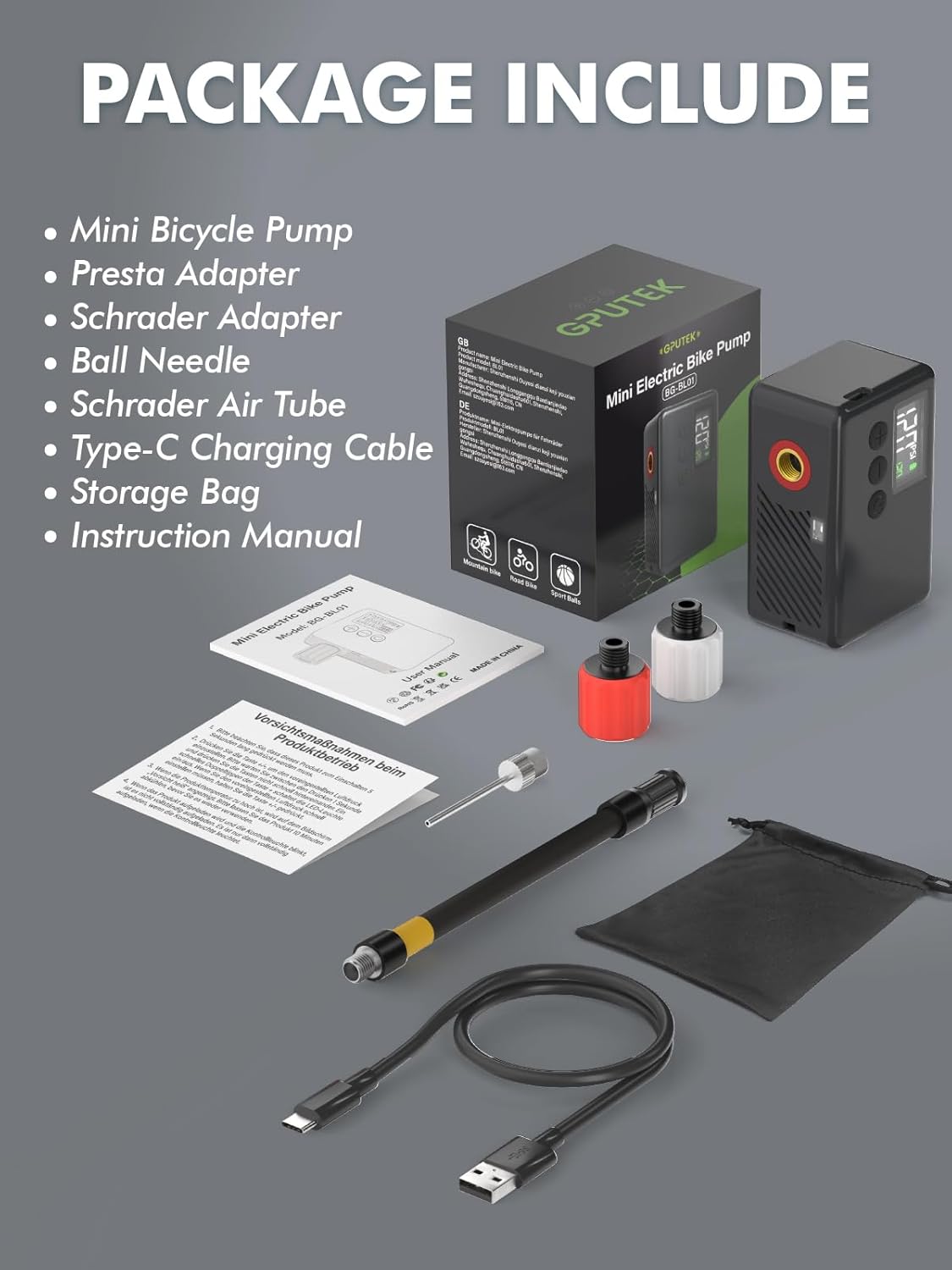 mini bike tire air pump: fast inflate portable small bicycle electric pump for presta and schrader valves, 120 psi high pressure pump with digital gauge for road bike, mountain bike, e bike mini bike tire air pump: fast inflate portable small bicycle electric pump for presta and schrader valves, 120 psi high pressure pump with digital gauge for road bike, mountain bike, e bike