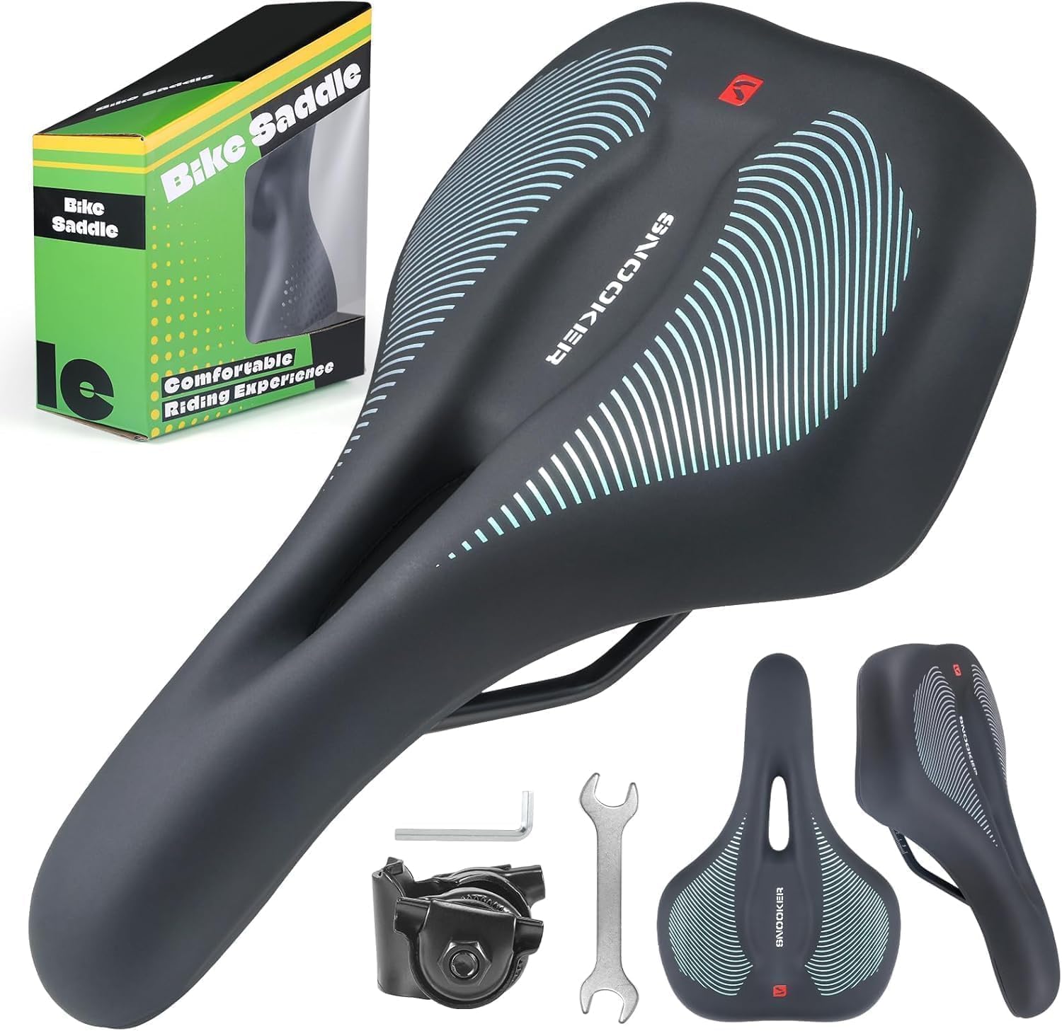 bike seat for men & women, comfortable gel & foam bicycle saddle with ergonomic 5 zone support, shock absorbing, waterproof wide design, fits road, mountain & exercise bikes bike seat for men & women, comfortable gel & foam bicycle saddle with ergonomic 5 zone support, shock absorbing, waterproof wide design, fits road, mountain & exercise bikes