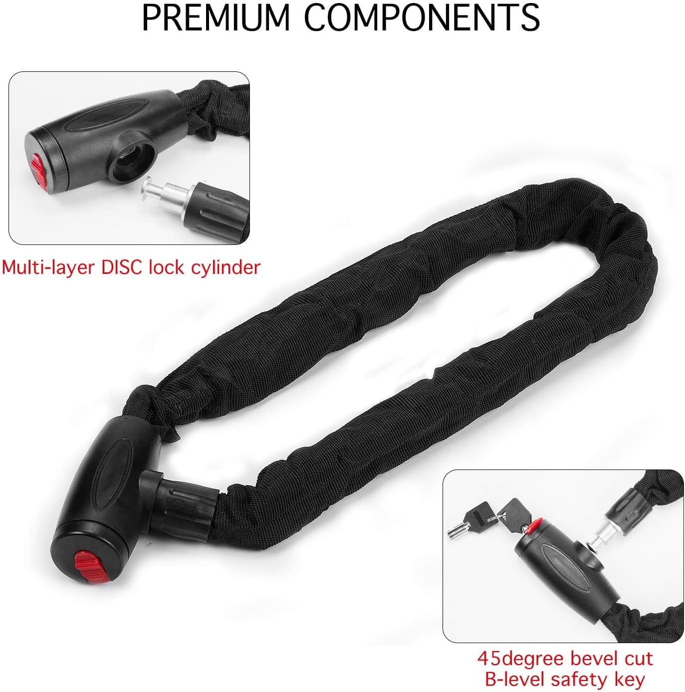 Bike Chain Locks with Keys, Anti-Theft Outdoor Lock for Bicycle,Motorcycle, Scooter, Bicycle, Door, Gate, Fence - Image 5