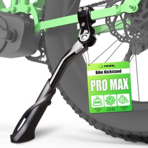 rbrl bike kickstand, stable durable aluminum alloy bicycle kickstand, suitable for 24 29 inch mountain bike, road bike, e bike, heavy duty load 100lbs, adjustable length bike stand