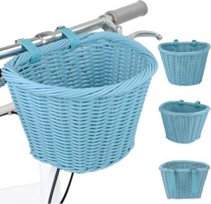 wicker bike basket front cargo,ebike basket for cargo，front handlebar storage basket waterproof with adjustable leather straps,for dog/grocery shopping/pet carrier,fits most bicycles (copy)