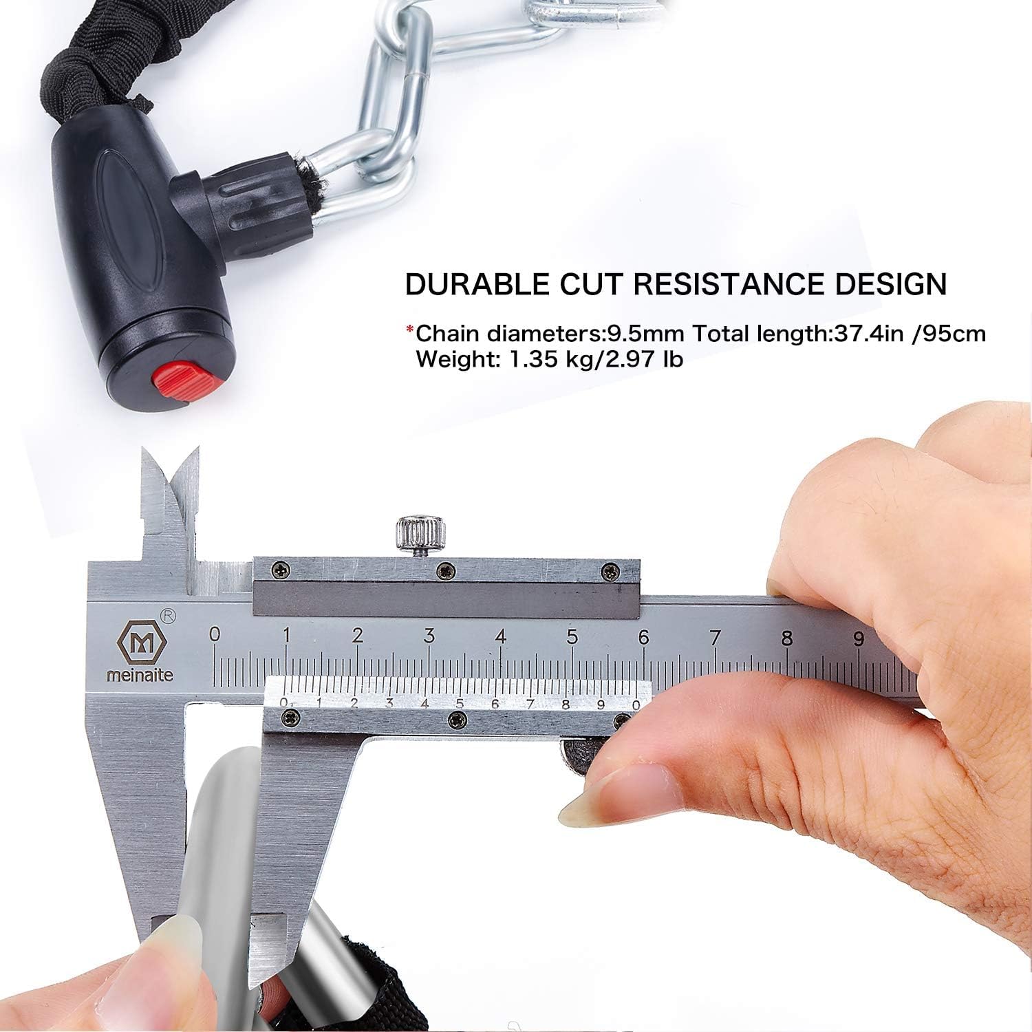 Bike Chain Locks with Keys, Anti-Theft Outdoor Lock for Bicycle,Motorcycle, Scooter, Bicycle, Door, Gate, Fence - Image 4