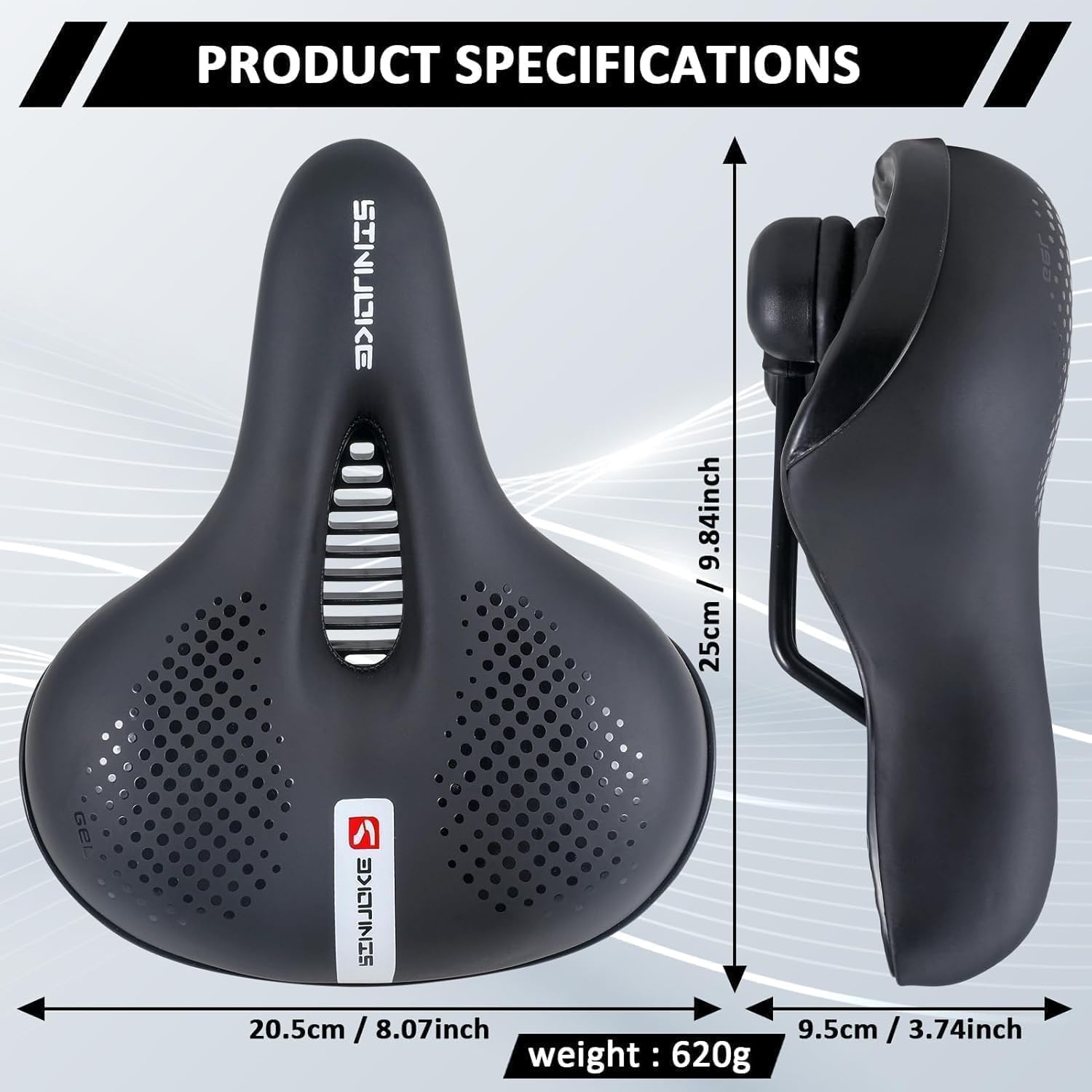 bike seat for men & women, comfortable gel & foam bicycle saddle with ergonomic 5 zone support, shock absorbing, waterproof wide design, fits road, mountain & exercise bikes bike seat for men & women, comfortable gel & foam bicycle saddle with ergonomic 5 zone support, shock absorbing, waterproof wide design, fits road, mountain & exercise bikes