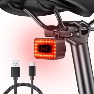 onvian smart bike radar tail light, usb rechargeable rear view radar taillight, ipx64 waterproof rear light with visual alerts for approaching vehicles, for mountain road bike night riding
