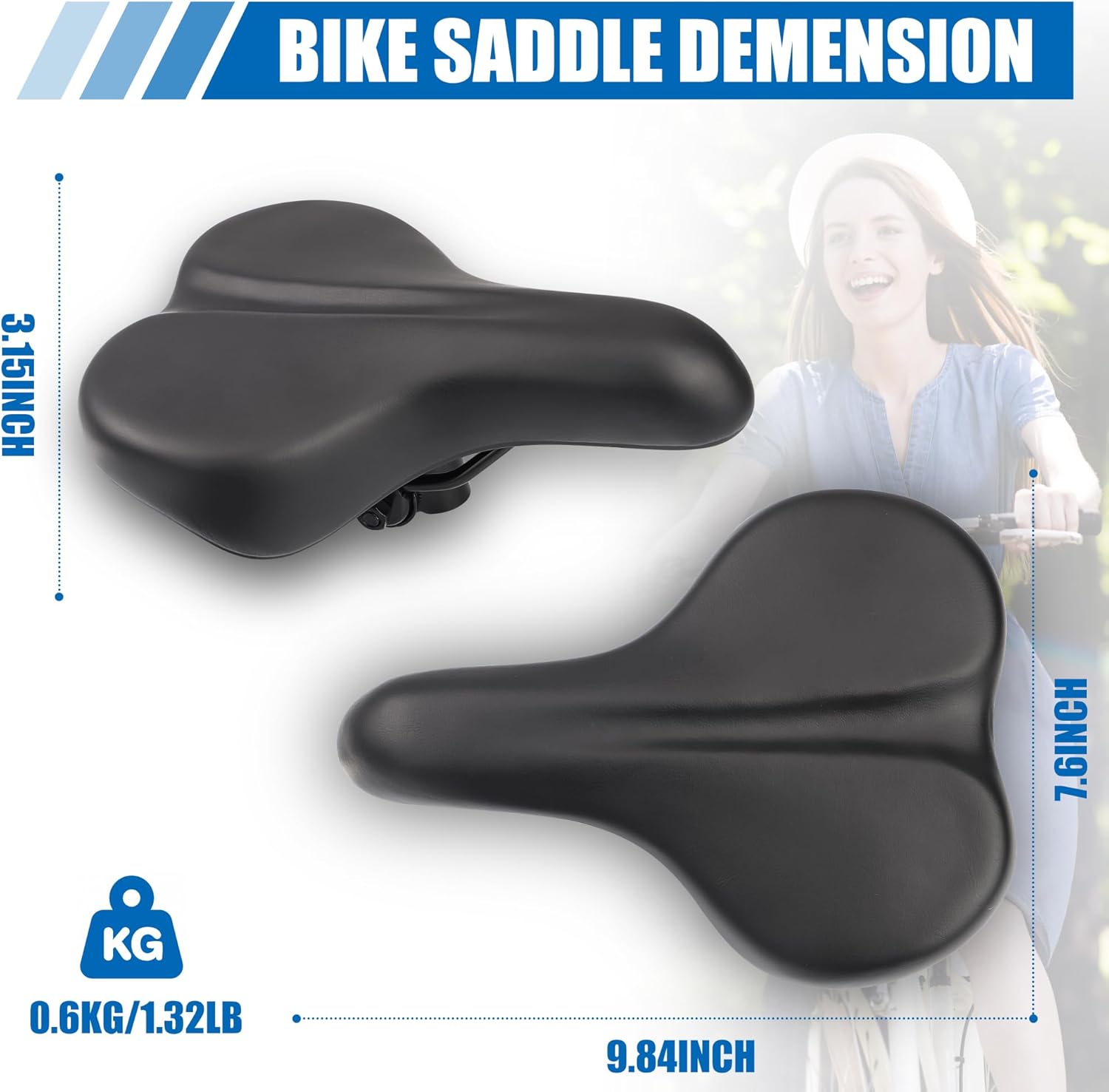 comfortable bike saddle – ergonomic design with waterproof pu leather, universal fit for cruiser, e bike, mountain & commuter bikes | adjustable clamp & 1.6" thick foam for ultimate comfort ,black comfortable bike saddle – ergonomic design with waterproof pu leather, universal fit for cruiser, e bike, mountain & commuter bikes | adjustable clamp & 1.6" thick foam for ultimate comfort ,black