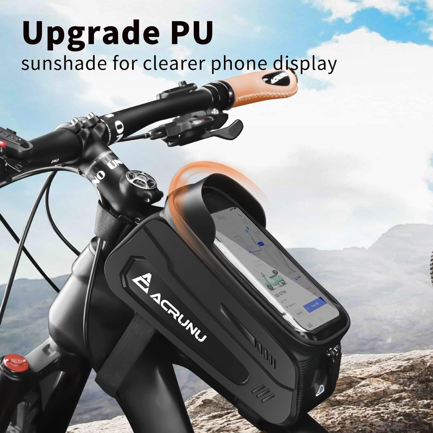 bike/bicycle phone front frame bag, waterproof, tube bag, cycling pouch for men compatible phone under 7.2” (large) bike/bicycle phone front frame bag, waterproof, tube bag, cycling pouch for men compatible phone under 7.2” (large)