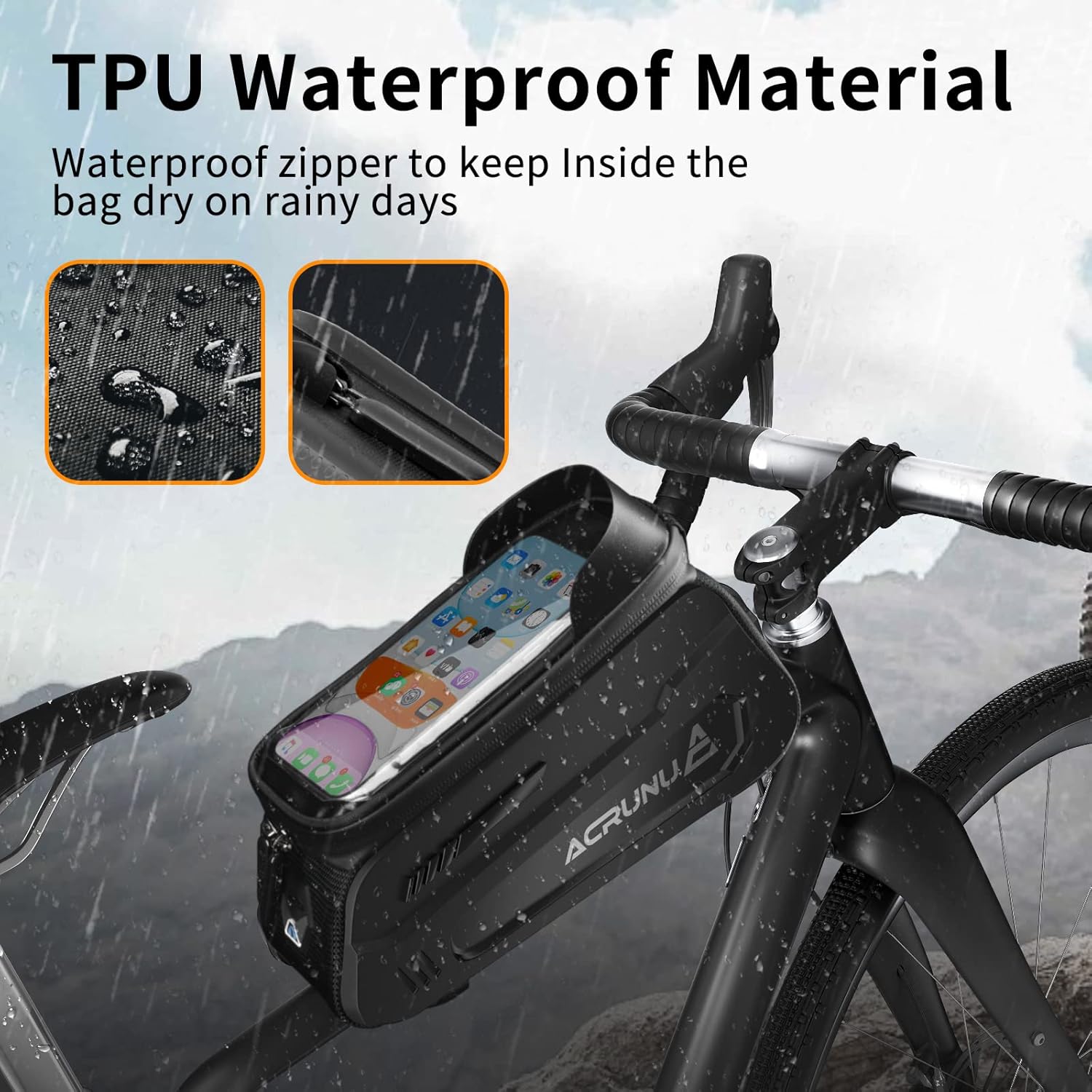 bike/bicycle phone front frame bag, waterproof, tube bag, cycling pouch for men compatible phone under 7.2” (large) bike/bicycle phone front frame bag, waterproof, tube bag, cycling pouch for men compatible phone under 7.2” (large)