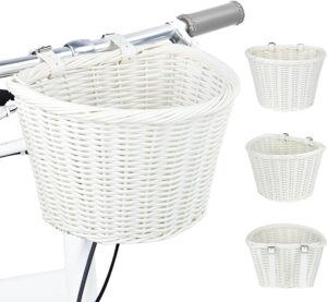 wicker bike basket front cargo,ebike basket for cargo，front handlebar storage basket waterproof with adjustable leather straps,for dog/grocery shopping/pet carrier,fits most bicycles (copy)