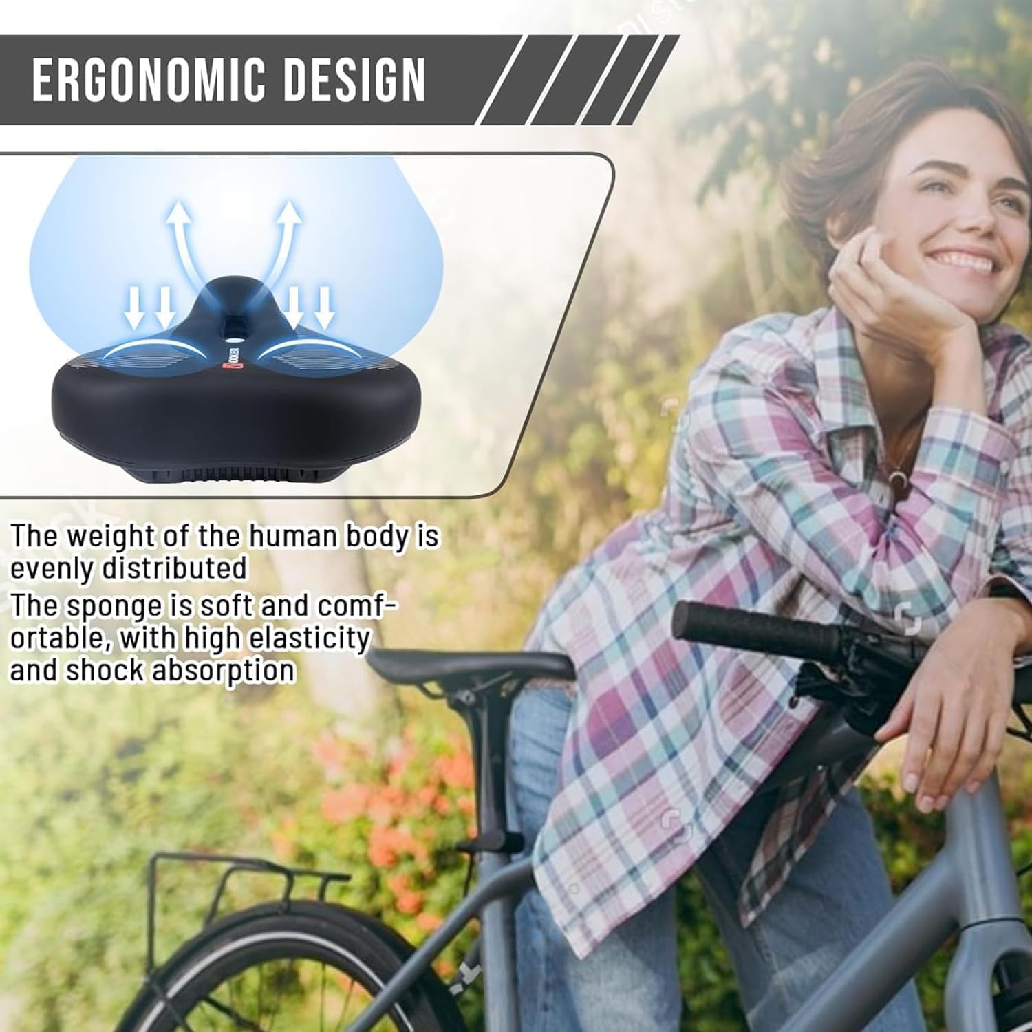 bike seat for men & women, comfortable gel & foam bicycle saddle with ergonomic 5 zone support, shock absorbing, waterproof wide design, fits road, mountain & exercise bikes bike seat for men & women, comfortable gel & foam bicycle saddle with ergonomic 5 zone support, shock absorbing, waterproof wide design, fits road, mountain & exercise bikes
