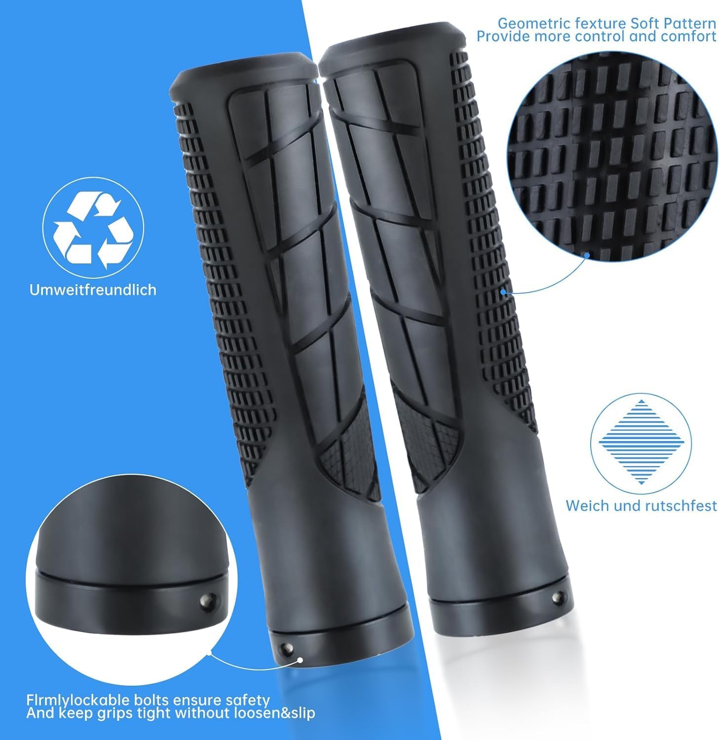 bike handlebar grips 131mm eco friendly rubber ergonomic bicycle grips with r/l direction marks & allen wrench, anti slip shock absorbing comfortable grips for 22.2mm mtb bmx folding e bike scooter bike handlebar grips 131mm eco friendly rubber ergonomic bicycle grips with r/l direction marks & allen wrench, anti slip shock absorbing comfortable grips for 22.2mm mtb bmx folding e bike scooter