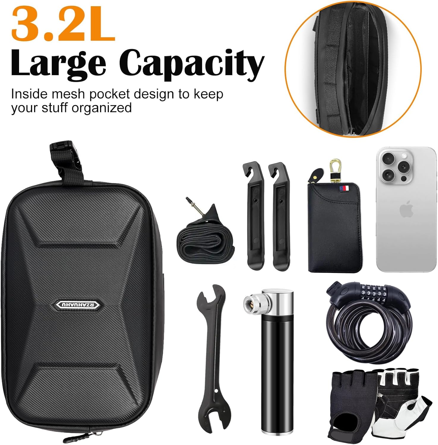 bike handlebar bag, eva waterproof bike front bag, 3.2l bicycle frame storage bag waist shoulder bag, bike pouch for road mountain bicycle cycling travel hiking bike handlebar bag, eva waterproof bike front bag, 3.2l bicycle frame storage bag waist shoulder bag, bike pouch for road mountain bicycle cycling travel hiking