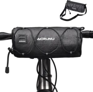 handlebar bags for bicycles waterproof tyvek bike handlebar bag handy front bike bag handle bar storage pouch pack with shoulder strap little mountain road bike barrel bag (black)