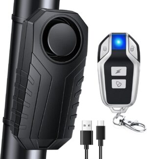 onvian upgraded rechargeable bike alarm, wireless vibration motion sensor antitheft bike alarm, ip65 waterproof motorcycle alarm with remote, bike accessories, for ebikes bike scooter car