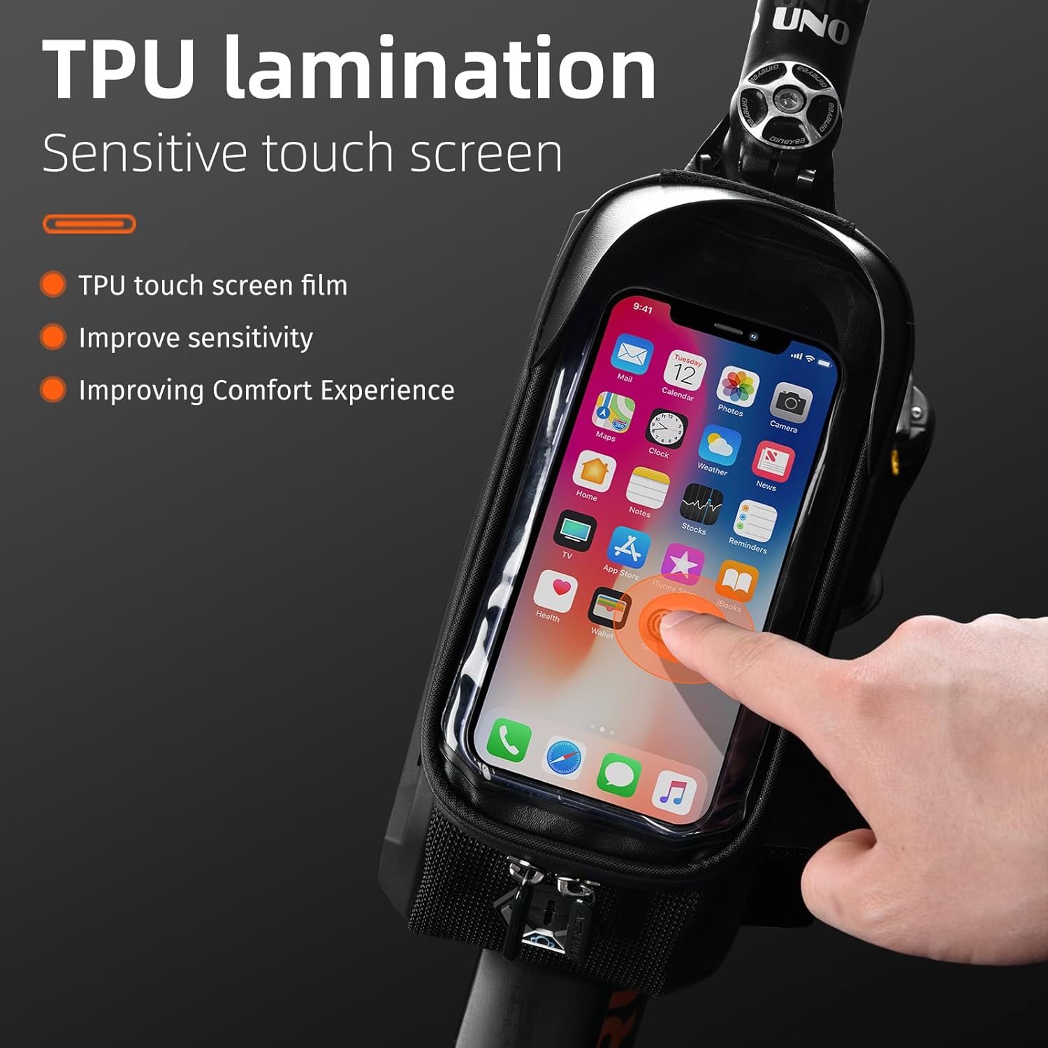 bike/bicycle phone front frame bag, waterproof, tube bag, cycling pouch for men compatible phone under 7.2” (large) bike/bicycle phone front frame bag, waterproof, tube bag, cycling pouch for men compatible phone under 7.2” (large)