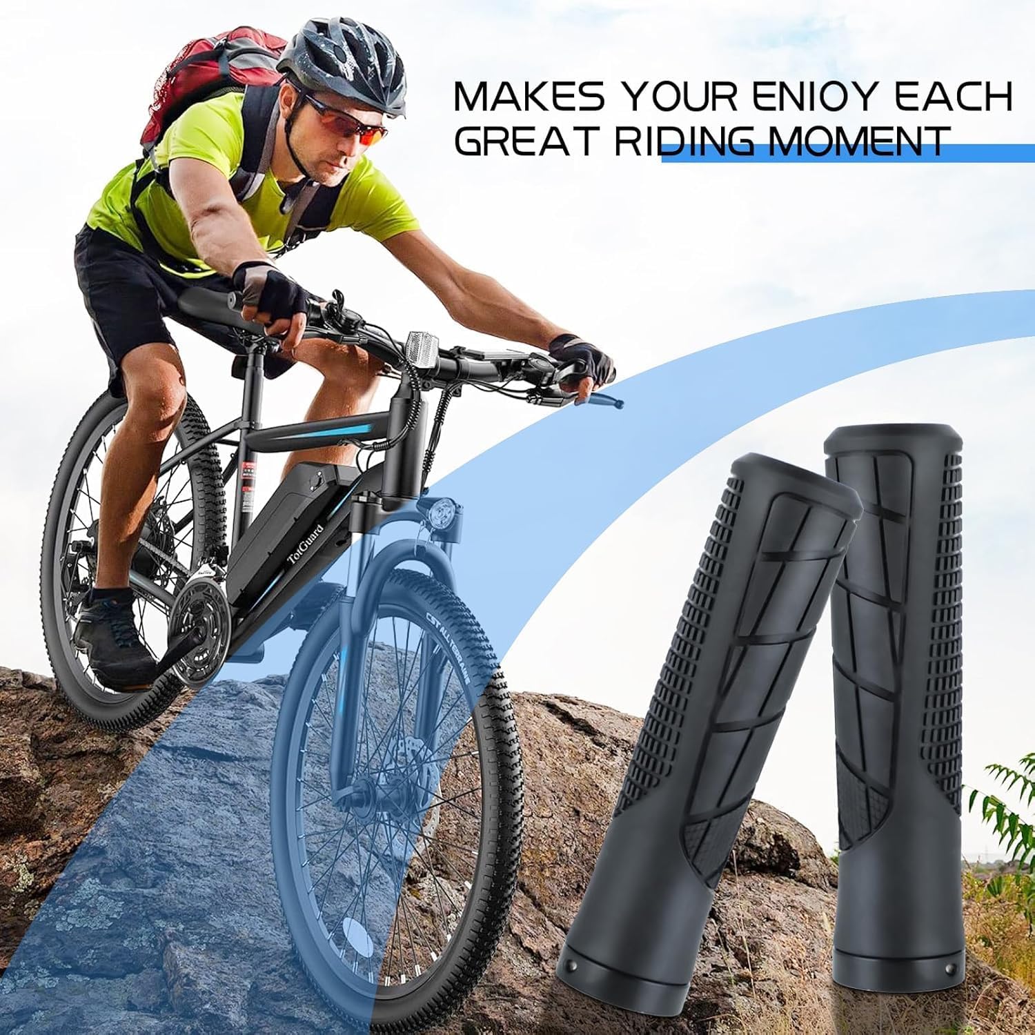 bike handlebar grips 131mm eco friendly rubber ergonomic bicycle grips with r/l direction marks & allen wrench, anti slip shock absorbing comfortable grips for 22.2mm mtb bmx folding e bike scooter bike handlebar grips 131mm eco friendly rubber ergonomic bicycle grips with r/l direction marks & allen wrench, anti slip shock absorbing comfortable grips for 22.2mm mtb bmx folding e bike scooter