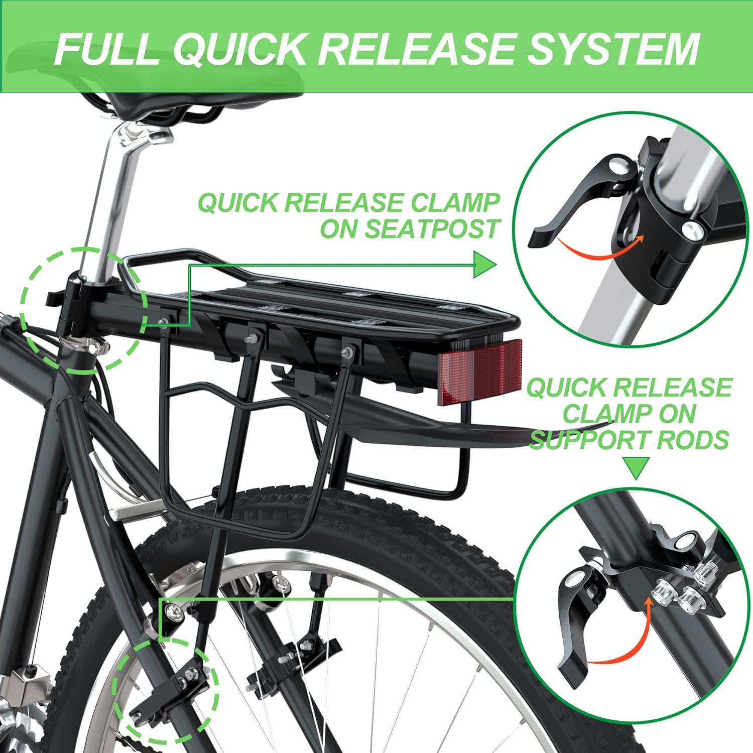 bike cargo rack w/fender & bungee cargo net & reflective logo,quick release mountain road bicycle rear racks,universal adjustable bike luggage touring carrier rack,large capacity bike pannier rack bike cargo rack w/fender & bungee cargo net & reflective logo,quick release mountain road bicycle rear racks,universal adjustable bike luggage touring carrier rack,large capacity bike pannier rack