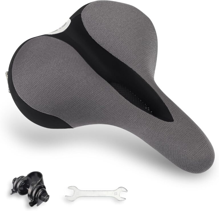 memory foam bike seat with adjustable clamp comfortable, breathable, non slip saddle for cruiser, commuter, city & e bikes universal fit & easy installation