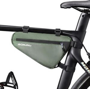 bike frame storage bag, water resistant reflective bicycle triangle bag with two side pockets, strap on under seat (green), sjcb01 bk xn