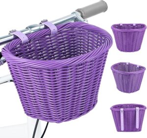 wicker bike basket front cargo,ebike basket for cargo，front handlebar storage basket waterproof with adjustable leather straps,for dog/grocery shopping/pet carrier,fits most bicycles (copy)