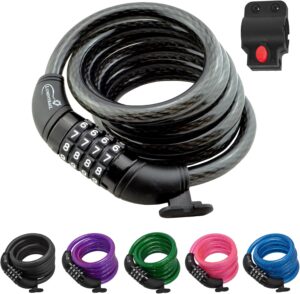 lumintrail combination bike and scooter lock cable 6ft bike locks heavy duty anti theft with combinations bike cable lock combination with lock holder