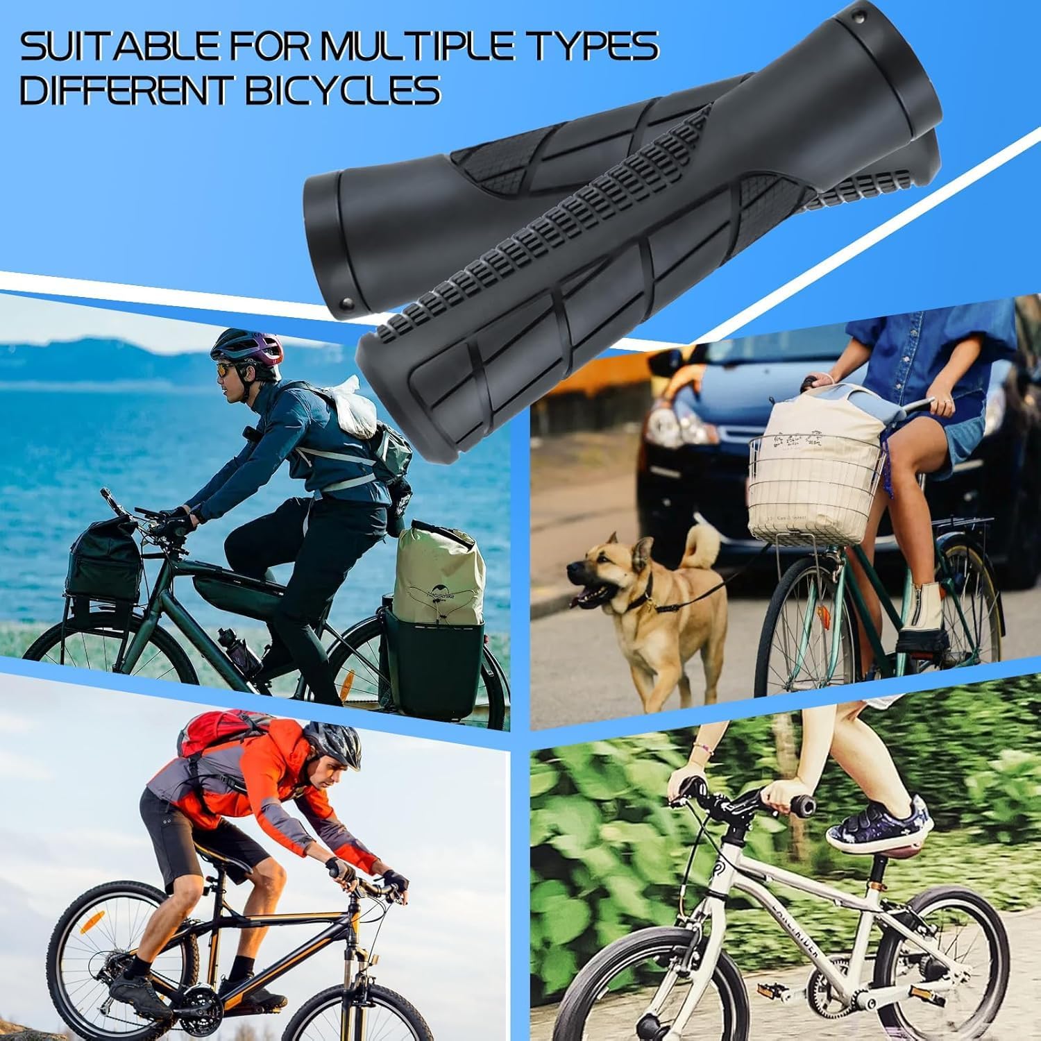 bike handlebar grips 131mm eco friendly rubber ergonomic bicycle grips with r/l direction marks & allen wrench, anti slip shock absorbing comfortable grips for 22.2mm mtb bmx folding e bike scooter bike handlebar grips 131mm eco friendly rubber ergonomic bicycle grips with r/l direction marks & allen wrench, anti slip shock absorbing comfortable grips for 22.2mm mtb bmx folding e bike scooter