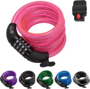 lumintrail combination bike and scooter lock cable 6ft bike locks heavy duty anti theft with combinations bike cable lock combination with lock holder