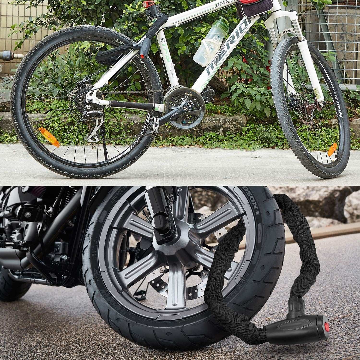 Bike Chain Locks with Keys, Anti-Theft Outdoor Lock for Bicycle,Motorcycle, Scooter, Bicycle, Door, Gate, Fence - Image 2