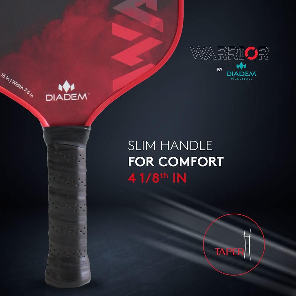 diadem warrior pickleball paddle | carbon fiber face, 3x l core hybrid nomex polymer honeycomb core, grit paint surface for spin, control and power | indoor/outdoor | usapa approved diadem warrior pickleball paddle | carbon fiber face, 3x l core hybrid nomex polymer honeycomb core, grit paint surface for spin, control and power | indoor/outdoor | usapa approved
