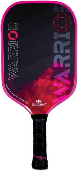 diadem warrior pickleball paddle | carbon fiber face, 3x l core hybrid nomex polymer honeycomb core, grit paint surface for spin, control and power | indoor/outdoor | usapa approved
