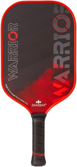 diadem warrior pickleball paddle | carbon fiber face, 3x l core hybrid nomex polymer honeycomb core, grit paint surface for spin, control and power | indoor/outdoor | usapa approved