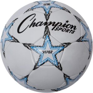 champion sports viper soccer ball – sizes 3, 4, 5 – soft touch tpu cover, durable butyl bladder, youth & adult training ball for indoor & outdoor play, multi color design