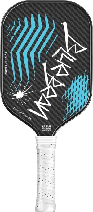 pickleball paddles,usapa,carbon fiber pickleball paddle with 16mm polymer honeycomb core provides lighter weight&higher grit&spin,engineered for professional players,bluebean