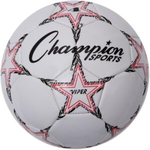 champion sports viper soccer ball – sizes 3, 4, 5 – soft touch tpu cover, durable butyl bladder, youth & adult training ball for indoor & outdoor play, multi color design