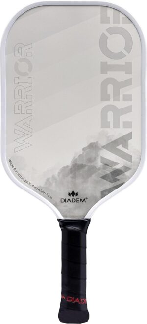 diadem warrior pickleball paddle | carbon fiber face, 3x l core hybrid nomex polymer honeycomb core, grit paint surface for spin, control and power | indoor/outdoor | usapa approved