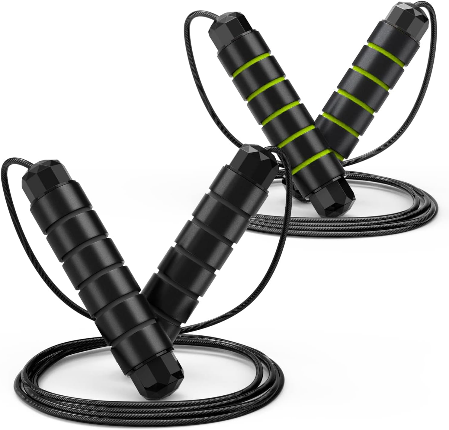 jump rope, tangle free rapid speed jumping rope cable with ball bearings for women, men, and kids, adjustable steel jump rope with foam handles for home gym exercise fitness workout equipment & slim body jump rope, tangle free rapid speed jumping rope cable with ball bearings for women, men, and kids, adjustable steel jump rope with foam handles for home gym exercise fitness workout equipment & slim body