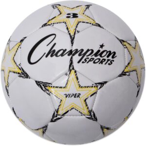 champion sports viper soccer ball – sizes 3, 4, 5 – soft touch tpu cover, durable butyl bladder, youth & adult training ball for indoor & outdoor play, multi color design