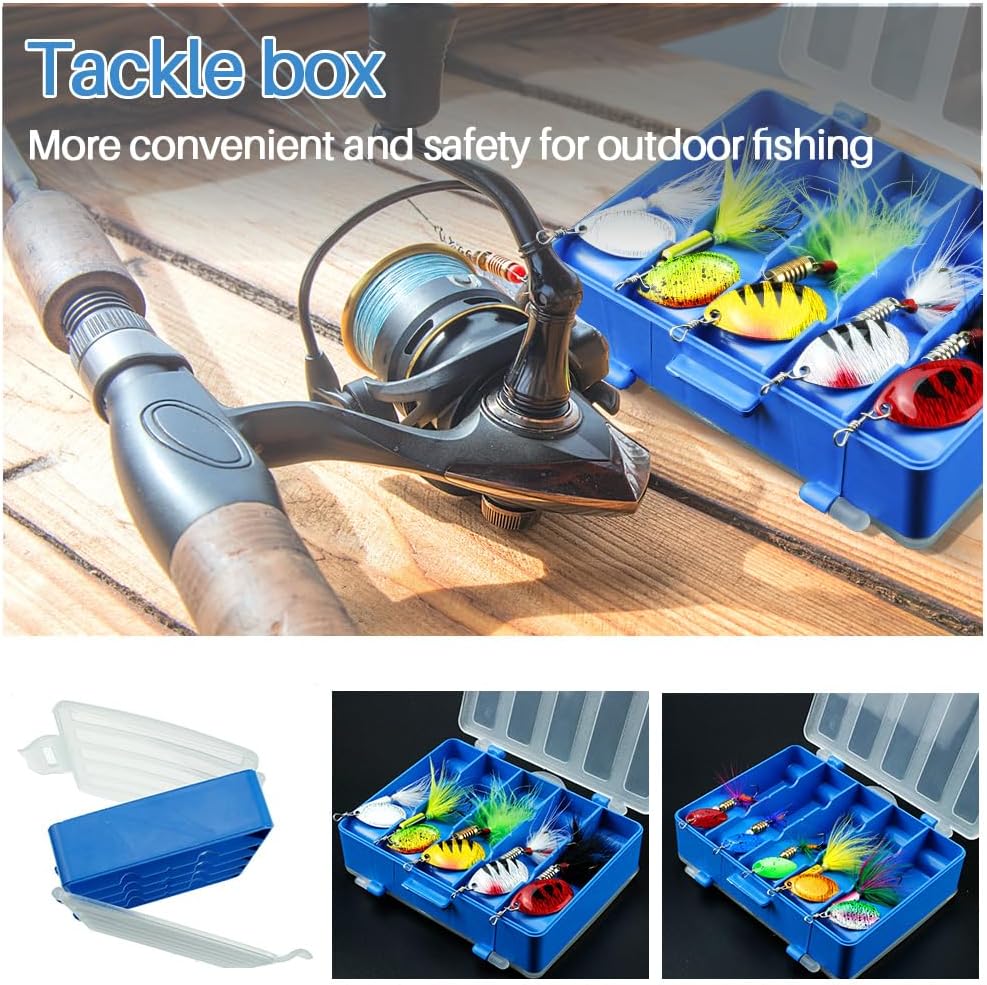 fouceclaus 10pcs spinner lures baits with tackle box, bass trout salmon hard metal rooster tail fishing lures kit fouceclaus 10pcs spinner lures baits with tackle box, bass trout salmon hard metal rooster tail fishing lures kit