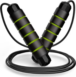 jump rope, tangle free rapid speed jumping rope cable with ball bearings for women, men, and kids, adjustable steel jump rope with foam handles for home gym exercise fitness workout equipment & slim body
