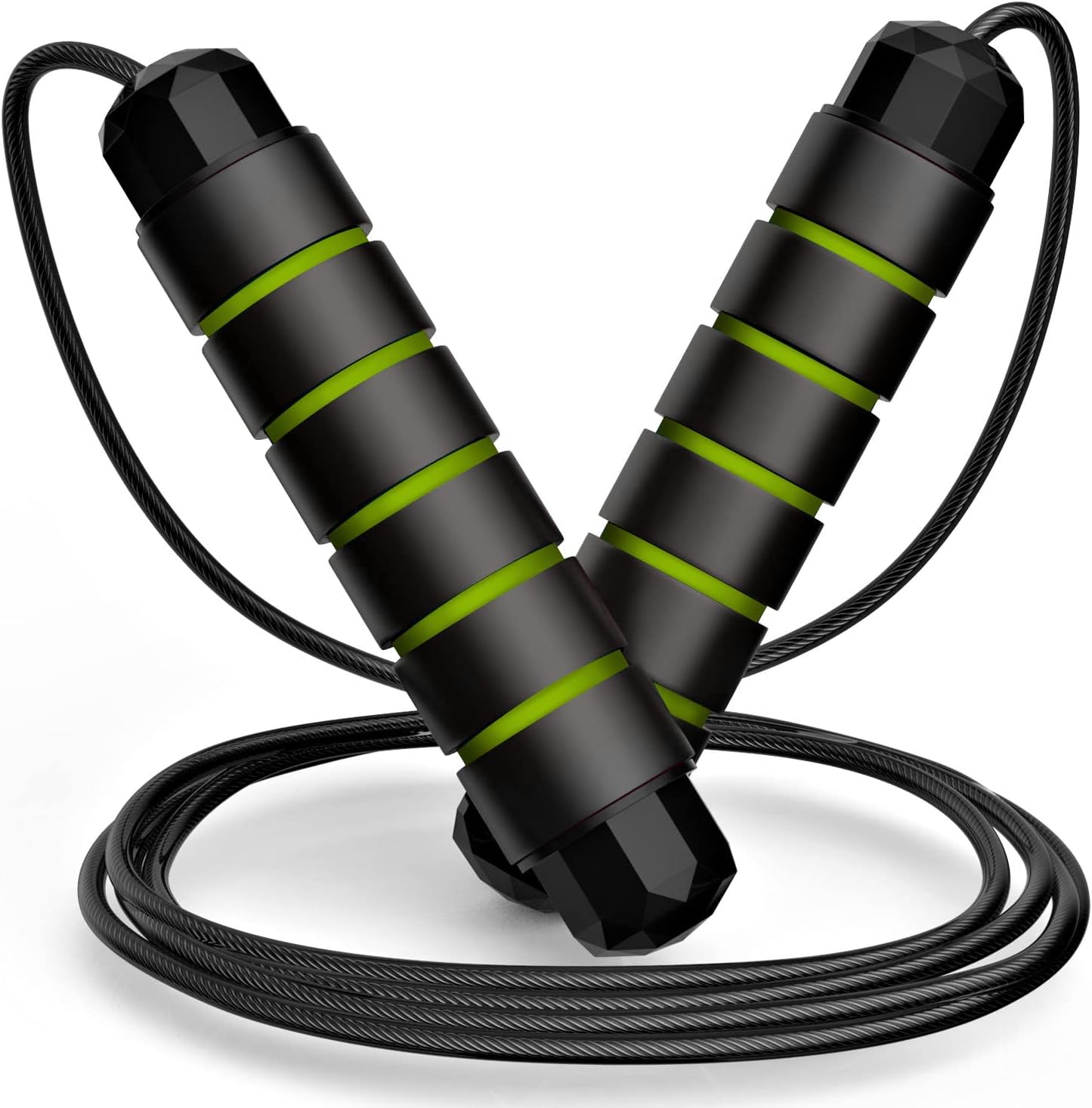 jump rope, tangle free rapid speed jumping rope cable with ball bearings for women, men, and kids, adjustable steel jump rope with foam handles for home gym exercise fitness workout equipment & slim body jump rope, tangle free rapid speed jumping rope cable with ball bearings for women, men, and kids, adjustable steel jump rope with foam handles for home gym exercise fitness workout equipment & slim body