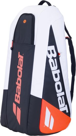 babolat pure strike 4th gen racquet holder x6 tennis bag (white/red)