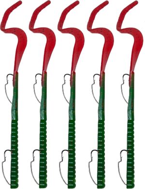 delong lures fishing lures bass set, 10" pre rigged weedless swim bait, twister tail bass fishing lures, extra durable soft plastic baits for freshwater 5 pcs bass baits and lures pack, made in usa