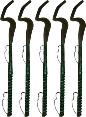 delong lures fishing lures bass set, 10" pre rigged weedless swim bait, twister tail bass fishing lures, extra durable soft plastic baits for freshwater 5 pcs bass baits and lures pack, made in usa