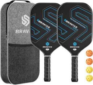bravixs pickleball paddles set of 2 usapa approved t700 raw carbon fiber pickleball paddle, friction surface pickleball rackets with 4 balls 1 pickleball bag, pickle ball paddle set for men and women