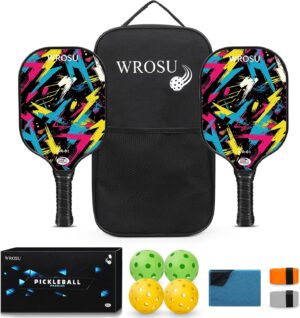 carbon fiber pickleball paddles set of 4 or 2 rackets,usapa approved pickleballs equipment with balls,bag,accessories,carbon fiber t300 lightweight pickleball racquet set for men,women,kids,adults (copy)